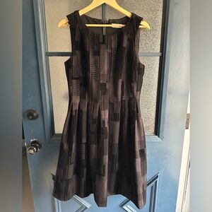 Calvin Klein Black Textured Sleeveless Midi Dress